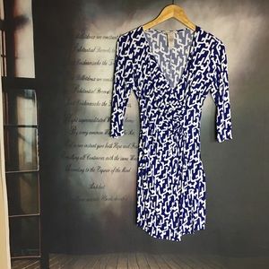 Laundry by Design Blue White Geometric Dress Sz 6P